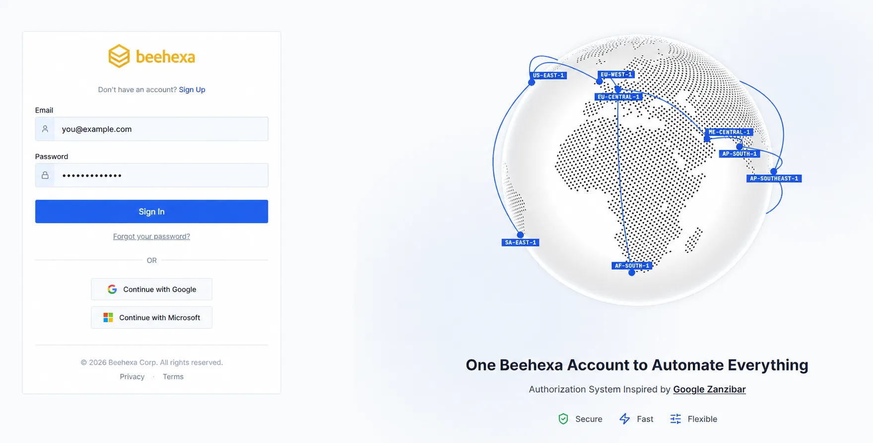 Đăng nhập tài khoản Beehexa bằng email và mật khẩu