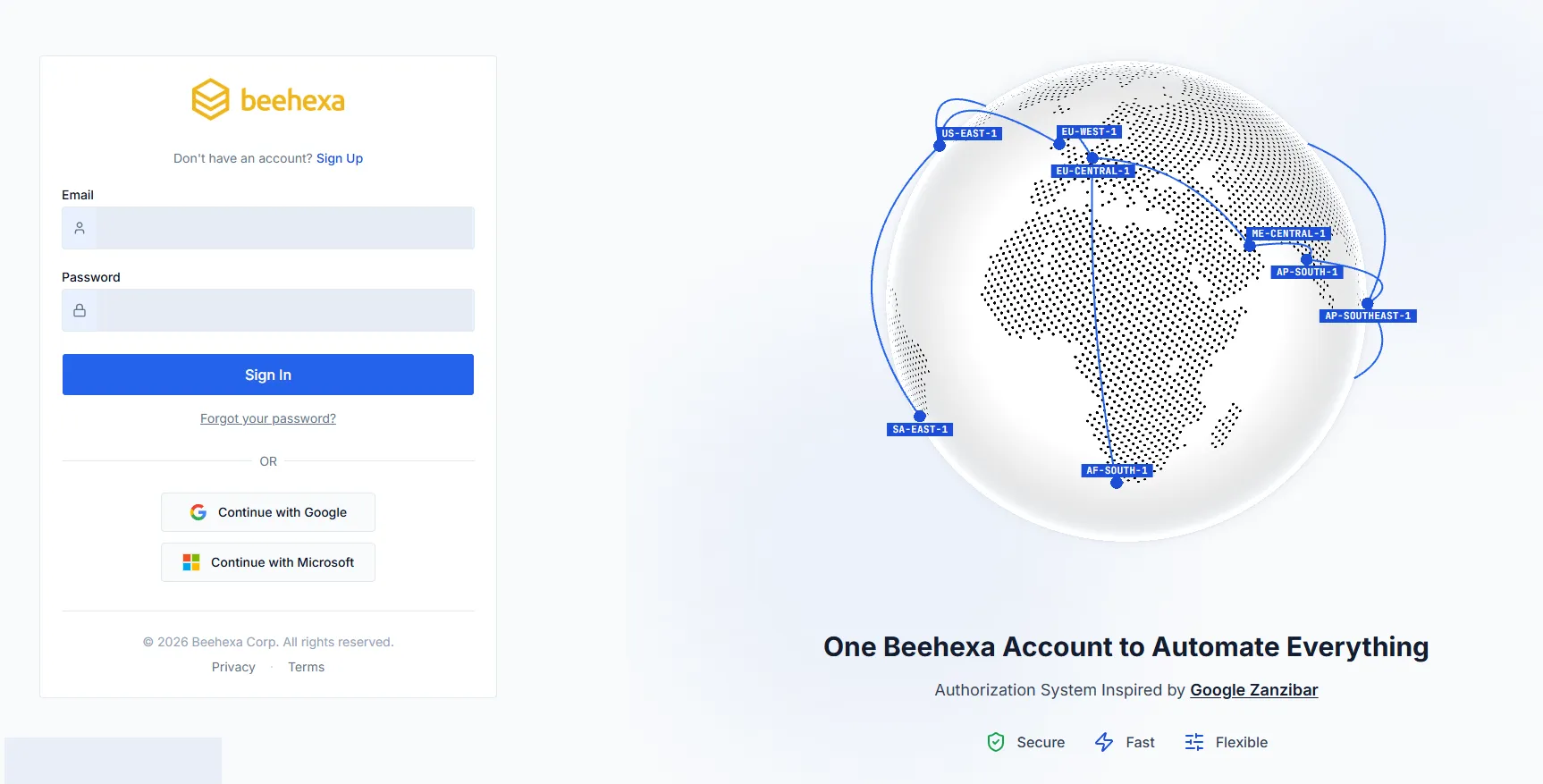 Đăng nhập tài khoản Beehexa bằng email và mật khẩu