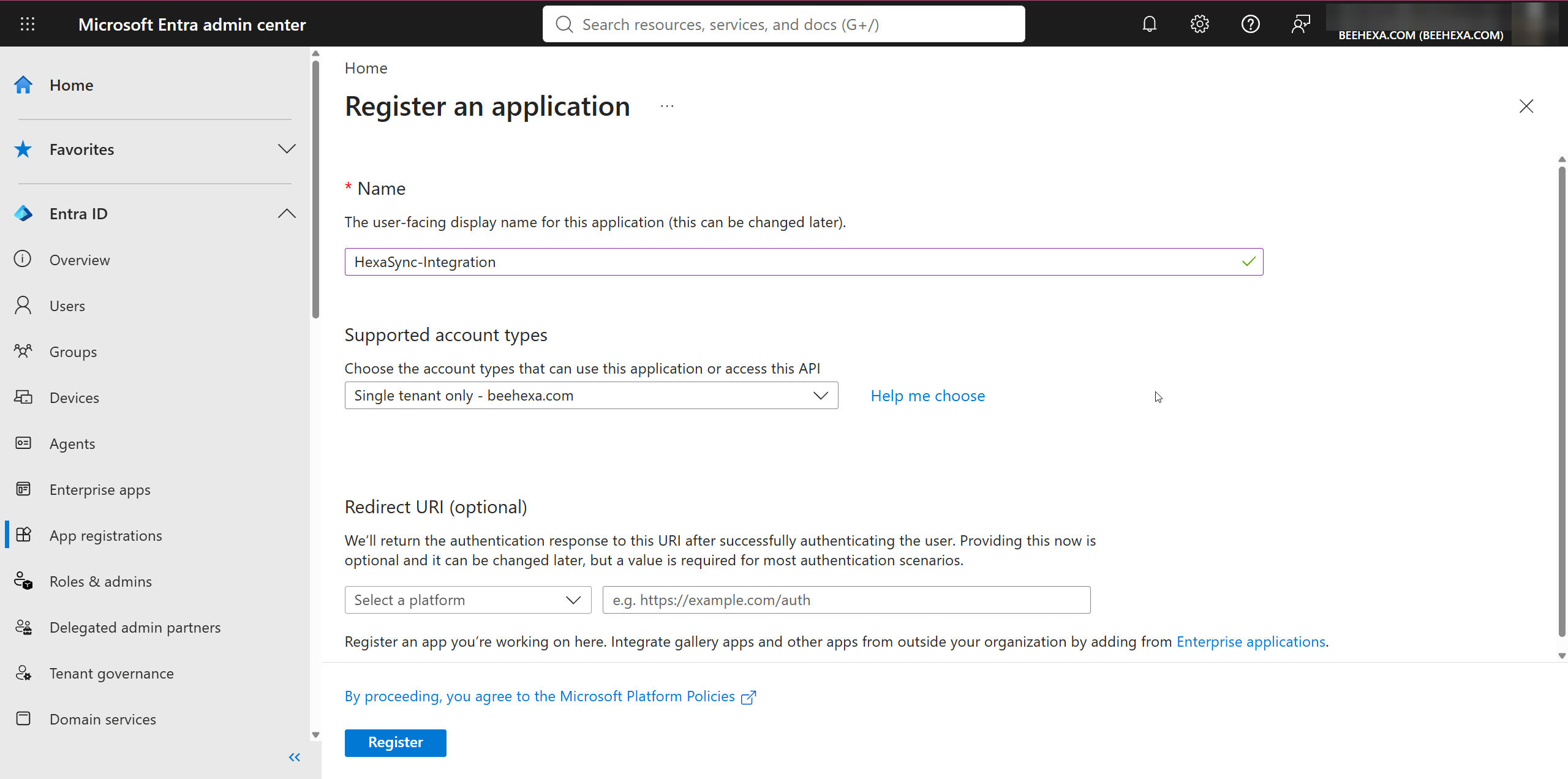 Tạo App registration trong Microsoft Entra ID